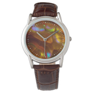 Iriserande orange eldfyropal armbandsur