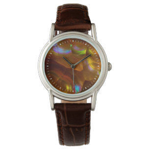 Iriserande orange eldopal armbandsur