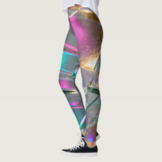 Iriserande Regnbåge - Holografisk Glitter Leggings