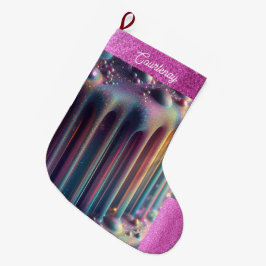 Iriserande regnbågsfärger Personlig glitter Stor Julstrumpa