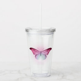 Iriserande rosa fjäril take away mugg