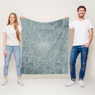 Iriserande skimrande mandala bohemisk stil fleecefilt