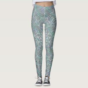 Iriserande skimrande mandala bohemisk stil leggings