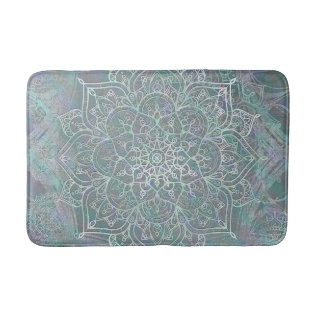 Iriserande skimrande mandala boho chic badrumsmatta (Framsidan)