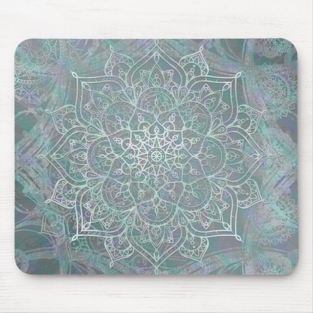 Iriserande skimrande mandala boho chic musmatta (Framsidan)
