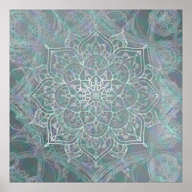 Iriserande skimrande mandala boho chic poster (Framsidan)