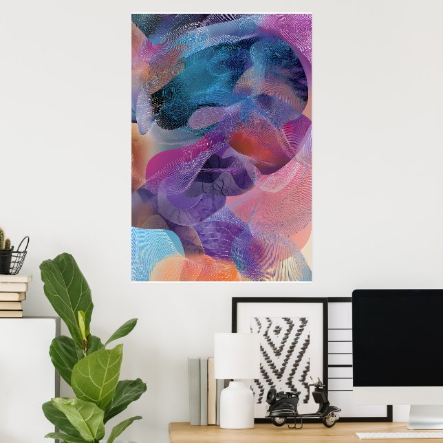 Iriserande tråd ansikte prismaporträtt poster (Hemmakontoret)