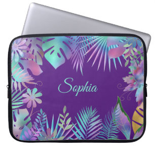 Iriserande tropiska blad, Gör-det-själv-tealnamn, Laptop Fodral