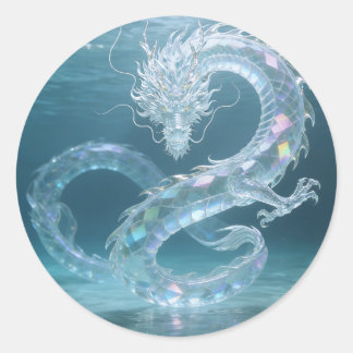 Iriserande Vatten Drakkonst Fantasy Drakdesign Runt Klistermärke