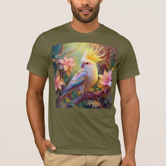 Iriserande vingad papegoja fantasifågel t shirt (Framsida)