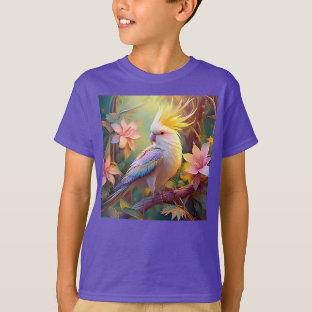 Iriserande vingad papegoja fantasifågel t shirt (Framsida)