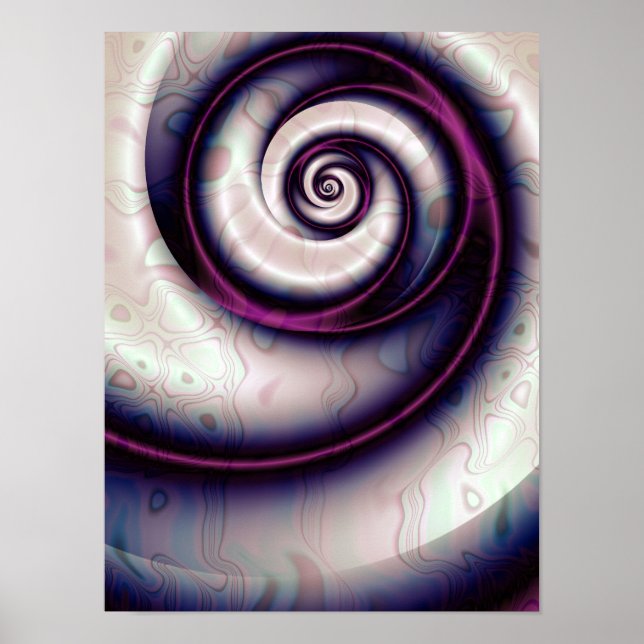 Iriserande Violett Spiral Abstrakt Fraktal Konst Poster (Framsidan)
