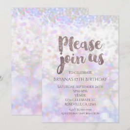 Iriserande vita glänsande glamour-partynodningar inbjudningar