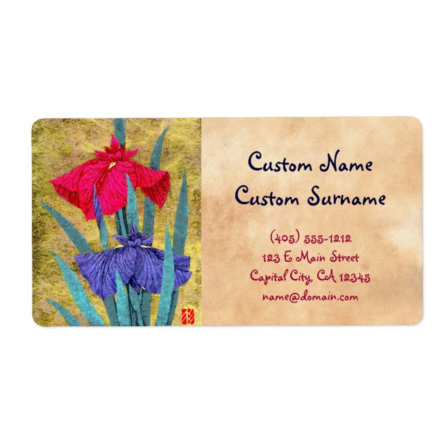 Iriserar blommor av orientalisk abstrakt som målar fraktsedel (Framsidan)