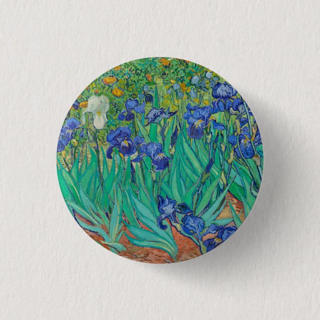 "IRISES 1889" FRÅN VINCENT Van Gogh BADGE Knapp (Framsida)