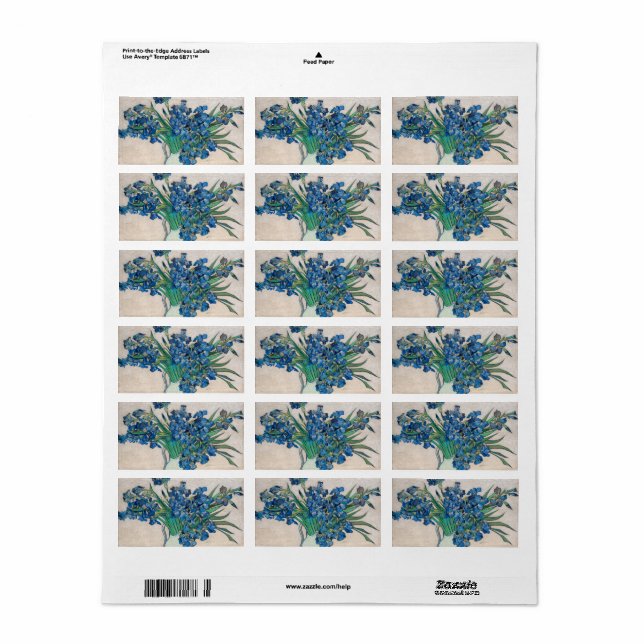 Irises, 1890 av Vincent van Gogh Adressetikett (Helt Ark)