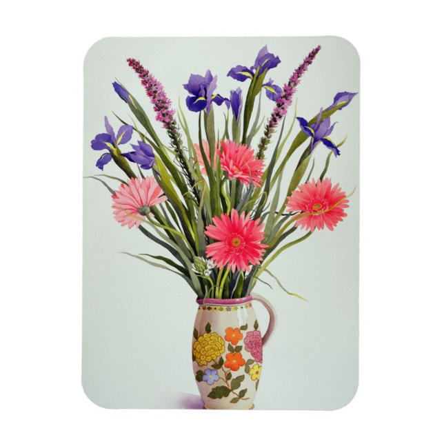 Irises and Berbera in Dutch Jug Magnet (Vertikal)