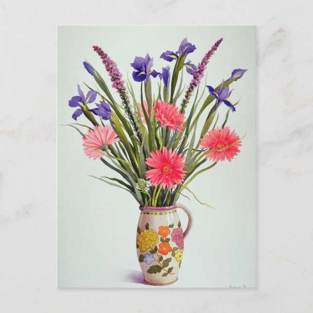 Irises and Berbera in Dutch Jug Vykort (Framsida)