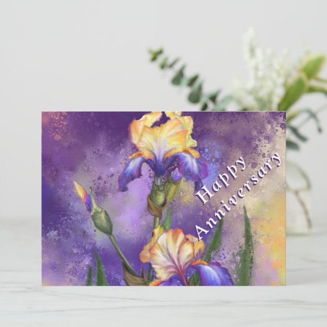 Irises Annibröllopskort (Stående Fram)