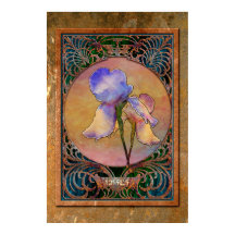 Irises art nouveau i ett Coppery Mucha Ram