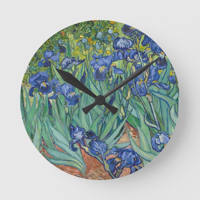 Irises av Van Gogh Rund Klocka (Framsida)