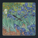 Irises av Vincent Van Gogh Fyrkantig Klocka<br><div class="desc">Stryk. Målad av Vincent Van Gogh 1889. Den här bilden är offentlig.</div>
