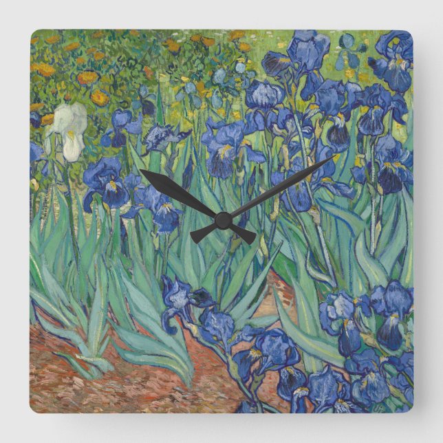 Irises av Vincent Van Gogh Fyrkantig Klocka (Framsida)
