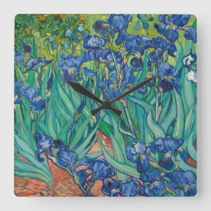 Irises av Vincent van Gogh Fyrkantig Klocka