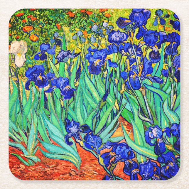 Irises av Vincent Van Gogh Underlägg Papper Kvadrat (Framsidan)