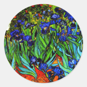Irises, berömd tavla av Vincent van Gogh. Runt Klistermärke