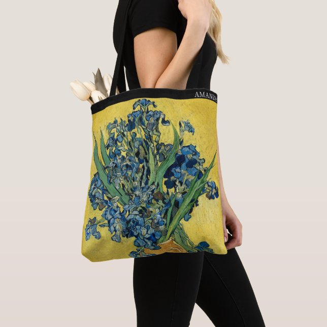 Irises by Van Gogh – Custom Text Tygkasse (Närbild)