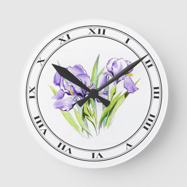 Irises Clock Rund Klocka (Framsida)
