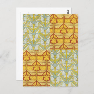 Irises Dragonflies Butterflies Art nouveau Vykort