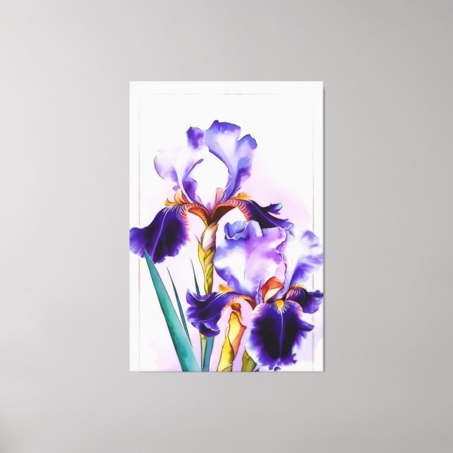 *~* Irises Flower Artsy Painting AP84 Iris Canvastryck (Framsida)