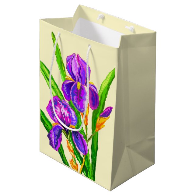 Irises Flower Gift Bag Anpassningsbar Färg (Framsidan Vinklad)