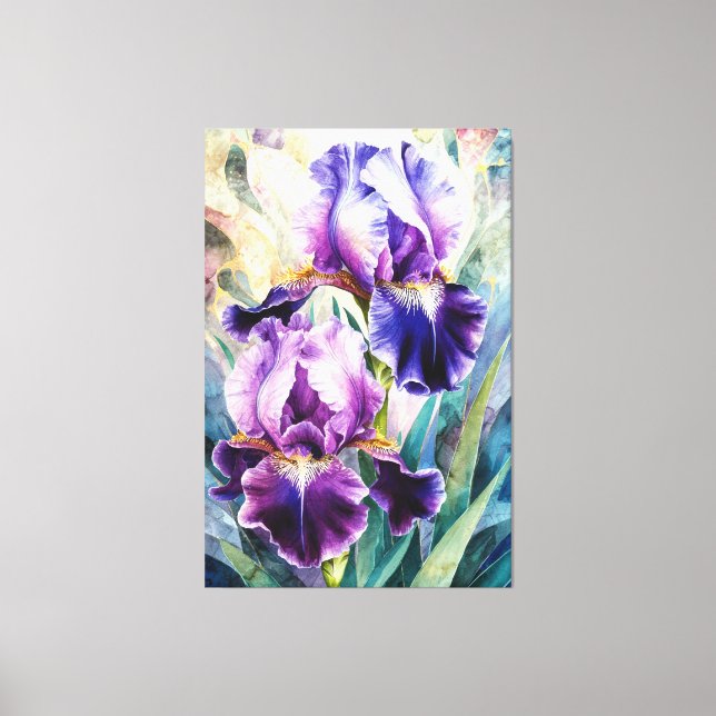*~* Irises Flowers Artsy Iris Painting AP84 Canvastryck (Framsida)