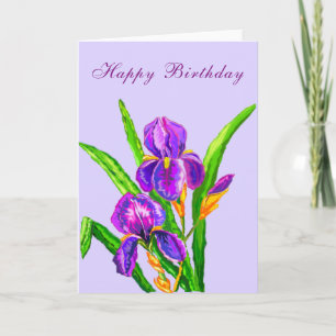 Irises Flowers Grattis på födelsedagen Card Kort