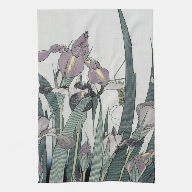 Irises & Grashopper, Katsushika Hokusai Kökshandduk (Vertikal)