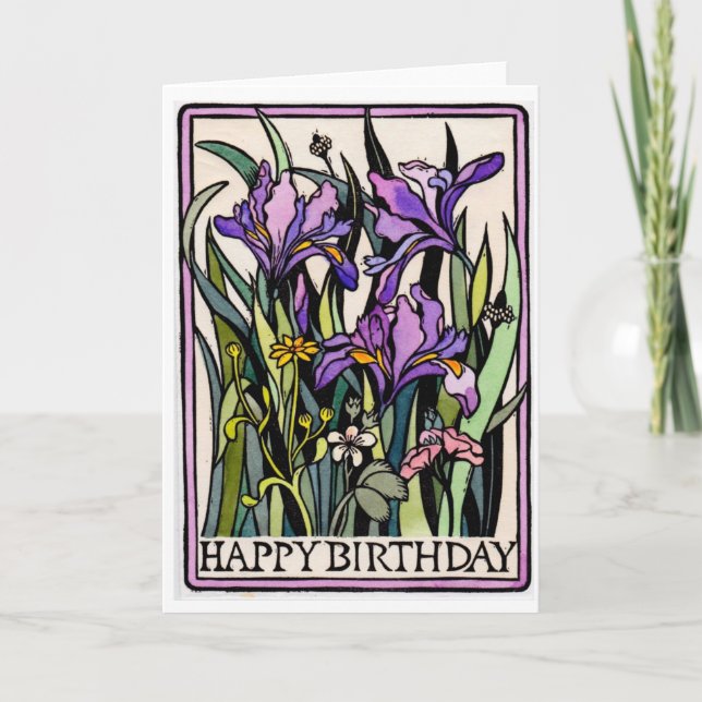 Irises Grattis på födelsedagen Card Kort (Framsida)