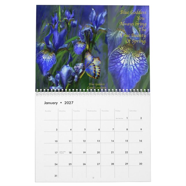 Irises - kalender för samling 2 för 2010 (Jan 2027)
