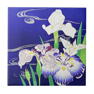 Irises, målning av Kogyo Tsukioka Kakelplatta