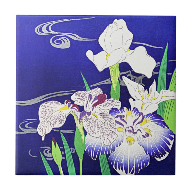 Irises, målning av Kogyo Tsukioka Kakelplatta (Framsidan)