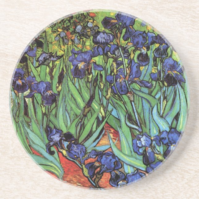 Irises som Är Sanktt-Remy, Van Gogh Underlägg Sandsten (Framsidan)