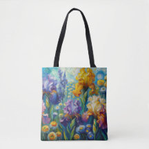 Irises Tote Bag Lush Oljemålning Stil