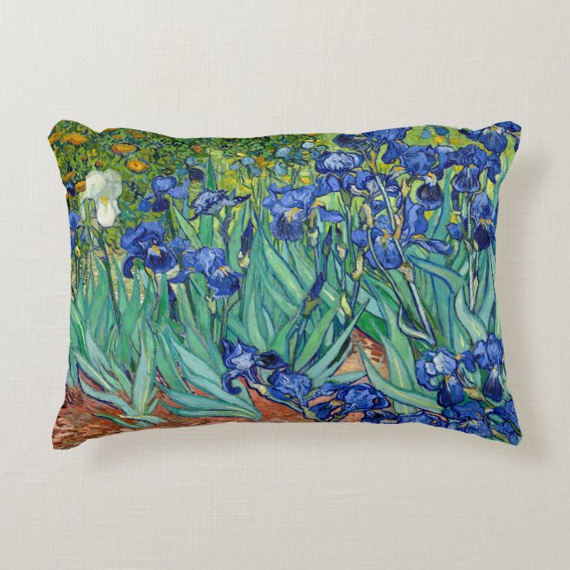 Irises Vincent van Gogh Flowers Painting Throw Prydnadskudde (Framsidan)