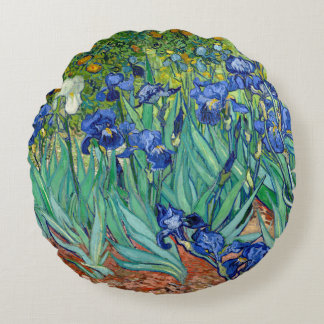 Irises Vincent van Gogh Flowers Painting Throw Rund Kudde