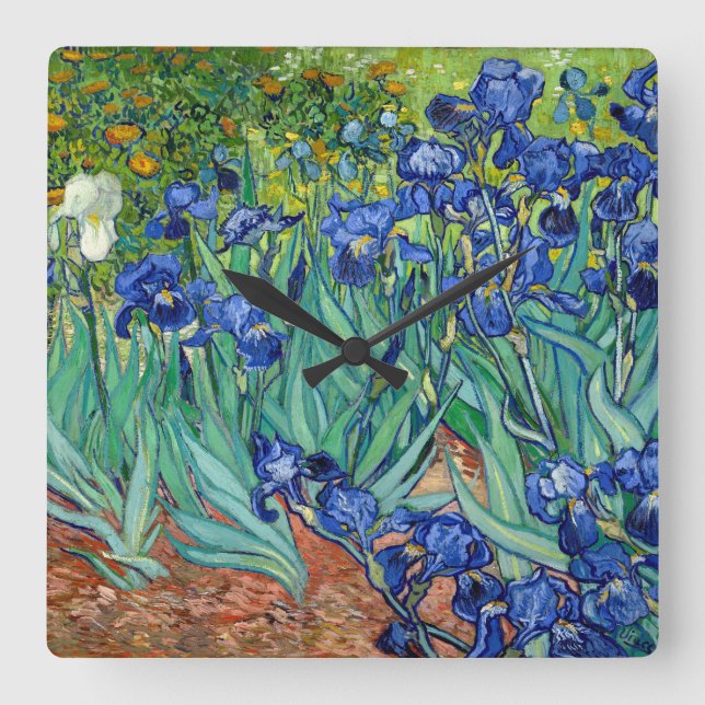 Irises Vincent van Gogh Painting Clock Fyrkantig Klocka (Framsida)