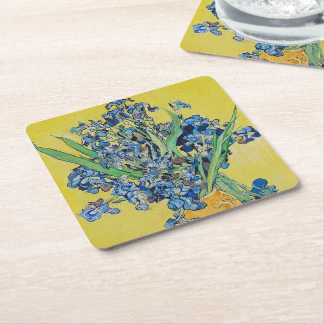 Irises Vincent van Gogh Poster Underlägg Papper Kvadrat (Vinklad)