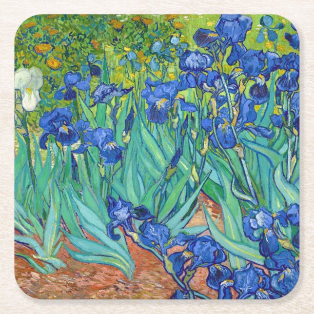 Irises, Vincent van Gogh Underlägg Papper Kvadrat (Framsidan)