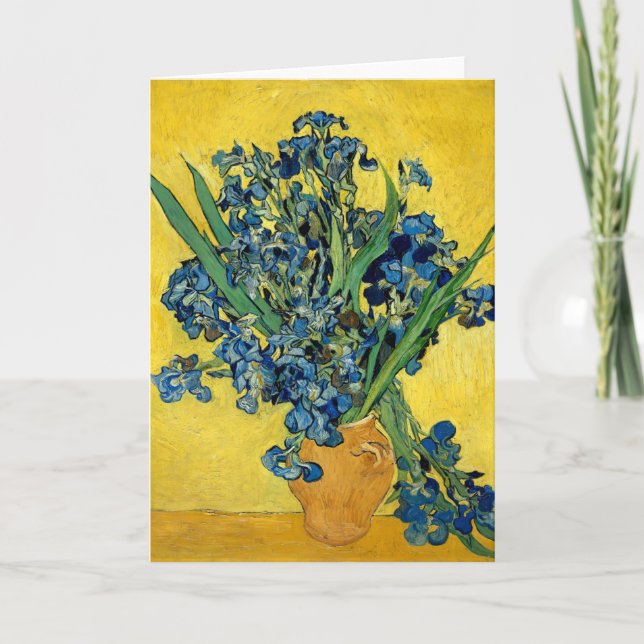 Irises Vintage Van Gogh Blommigt Painting Kort (Framsida)